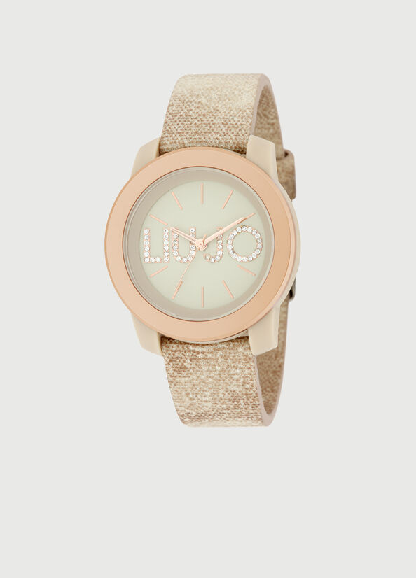 Liu Jo With Denim Strap Women\'s Watches Beige / Pink | XTN-832601