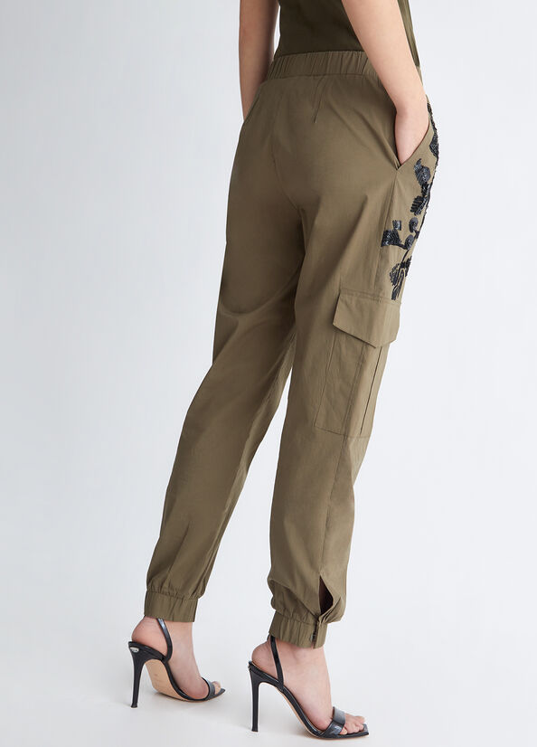 Liu Jo With Embroidery And Sequins Women's Pants Olive | MPF-392156