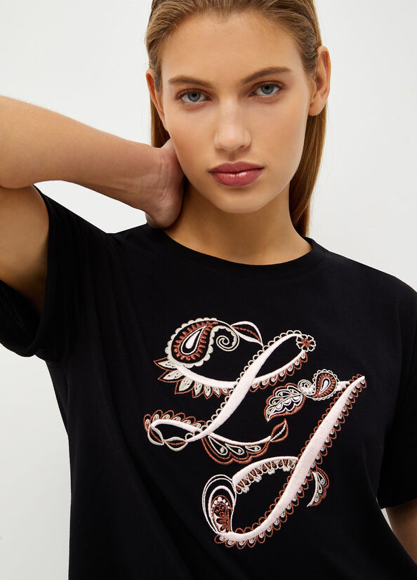 Liu Jo With Embroidery Women's Tops Black | UPI-053784