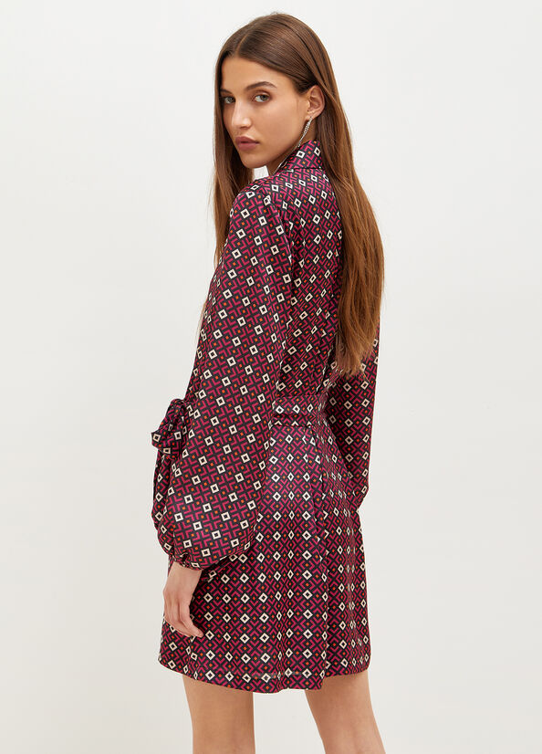 Liu Jo With Geometric Print Women's Dress Burgundy | REZ-768420