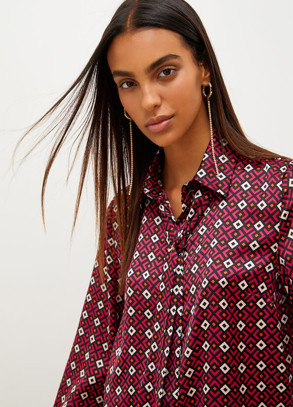 Liu Jo With Geometric Print Women's Shirts Red | OTH-189754