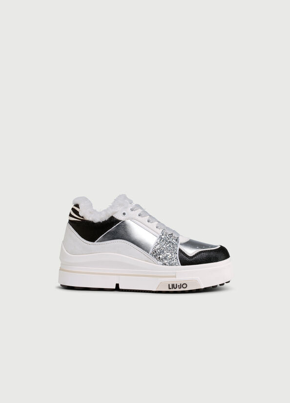 Liu Jo With Glitter Women's Sneakers Black / Silver | TZU-610542