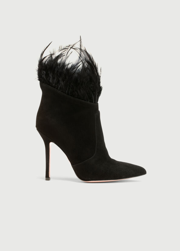 Liu Jo With Heel And Feathers Women's Ankle Boots Black | AFZ-937084