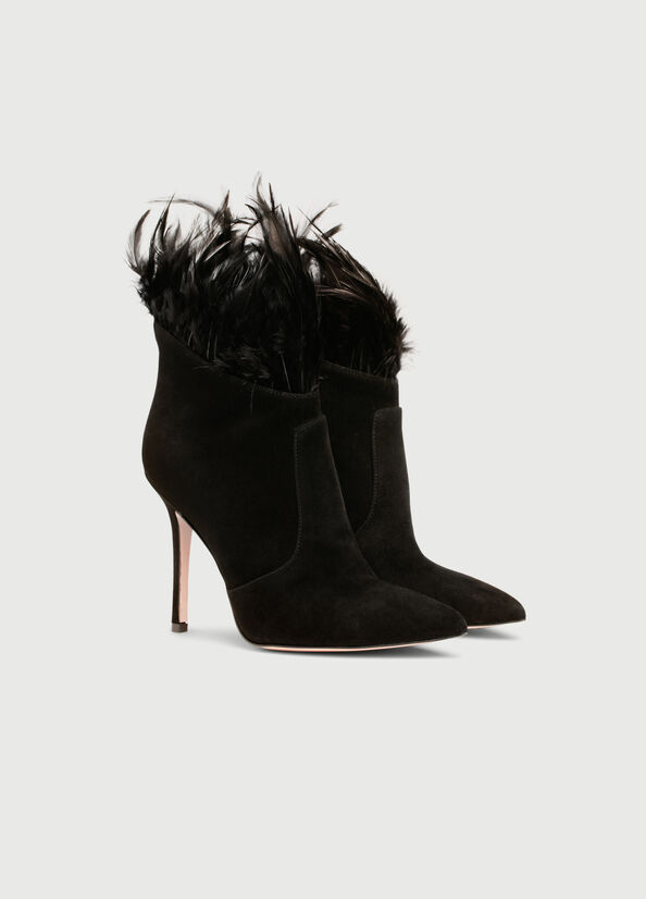 Liu Jo With Heel And Feathers Women's Ankle Boots Black | AFZ-937084