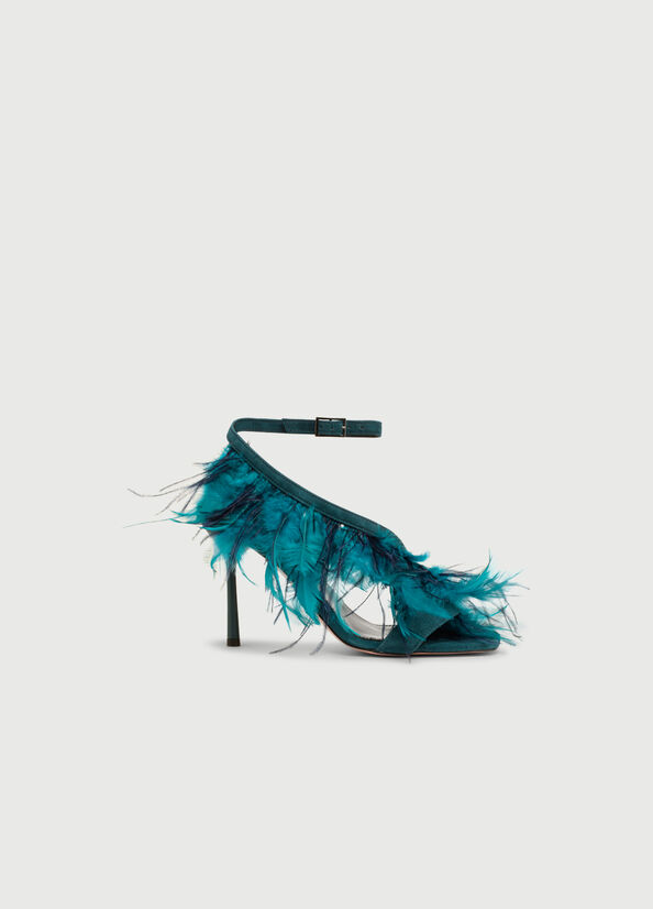 Liu Jo With Heel And Feathers Women's Sandals Turquoise | PUH-573126