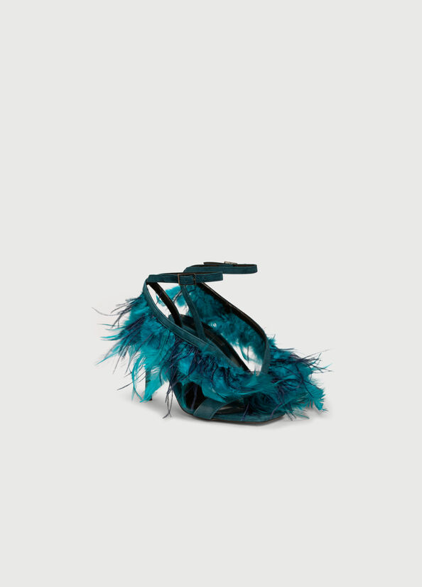 Liu Jo With Heel And Feathers Women's Sandals Turquoise | PUH-573126