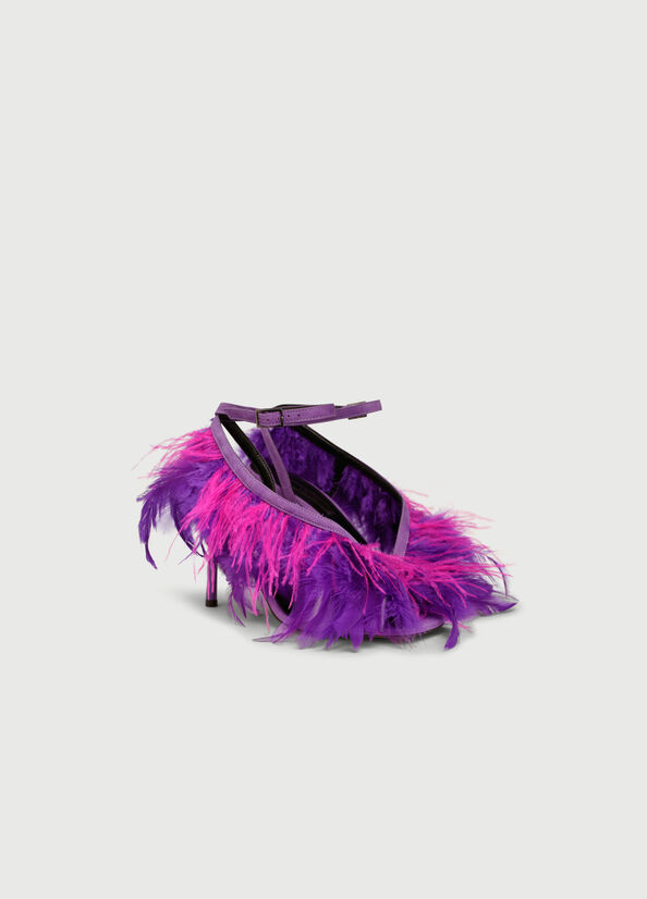 Liu Jo With Heel And Feathers Women's Sandals Purple | UME-513289