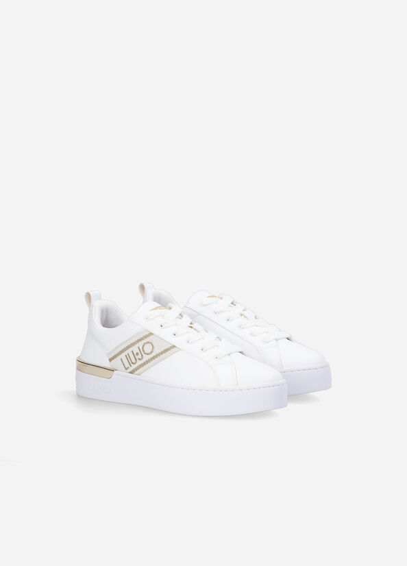 Liu Jo With Jacquard Logo Women's Sneakers White | FKE-349152