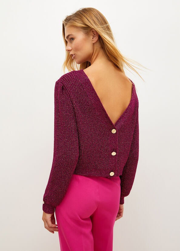 Liu Jo With Jewel Buttons Women's Sweaters Fuchsia | PDH-239015