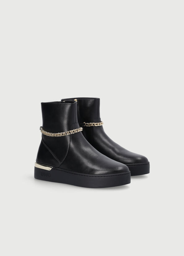 Liu Jo With Jewel Chain Women's Ankle Boots Black | NOK-839407