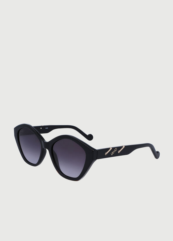 Liu Jo With Jewel Chains Women's Sunglasses Black | GCX-159360