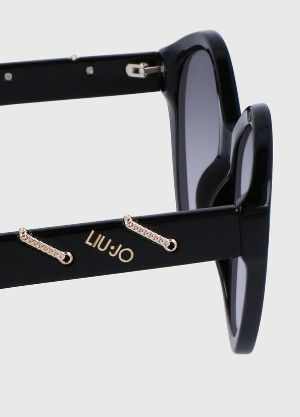 Liu Jo With Jewel Chains Women's Sunglasses Black | GCX-159360