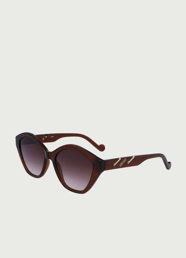 Liu Jo With Jewel Chains Women's Sunglasses Brown | KQL-970381