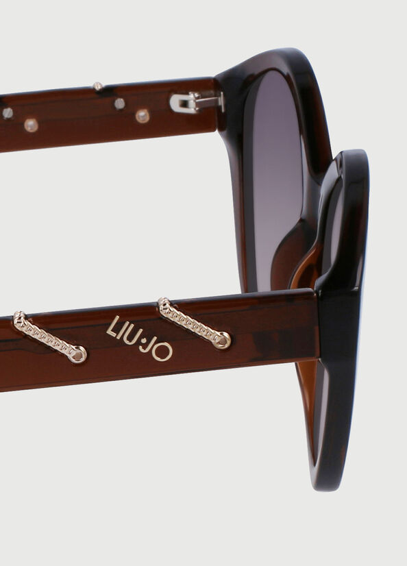 Liu Jo With Jewel Chains Women's Sunglasses Brown | KQL-970381