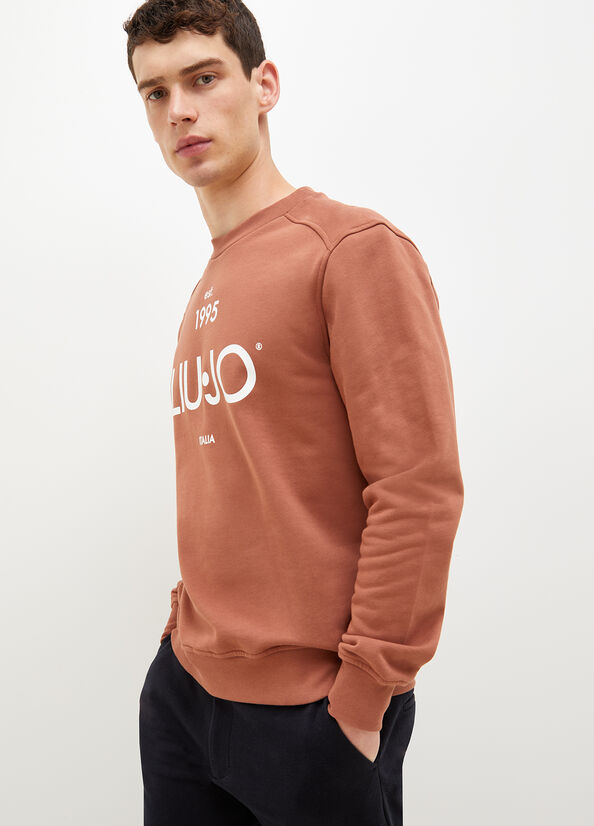 Liu Jo With Logo 1995 Men\'s Sweaters Brown | RIZ-198472