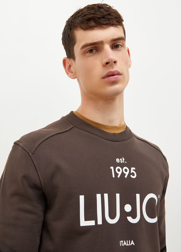 Liu Jo With Logo 1995 Men's Sweaters Dark Brown | QBX-930874