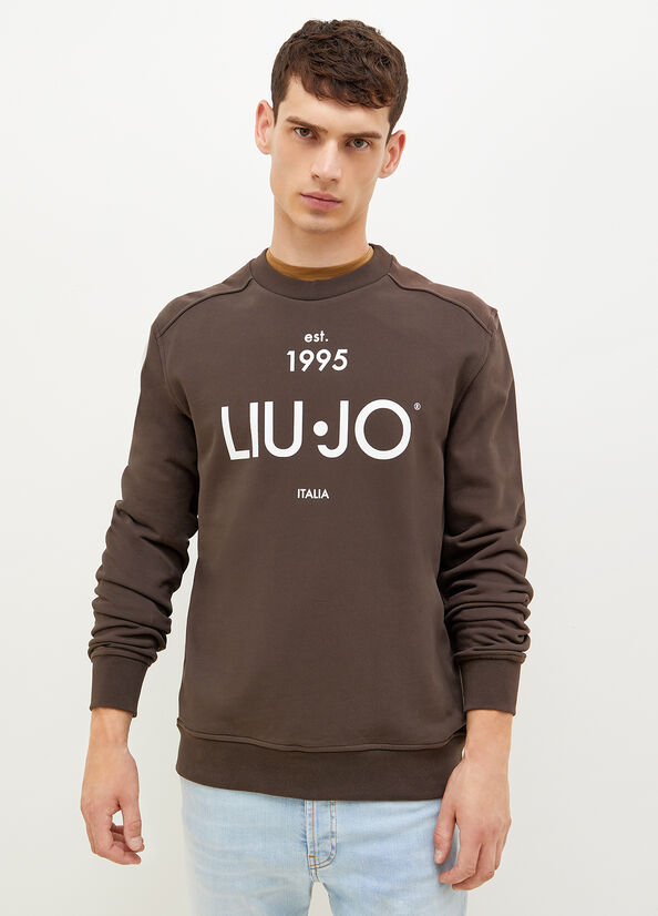 Liu Jo With Logo 1995 Men\'s Sweaters Dark Brown | QBX-930874