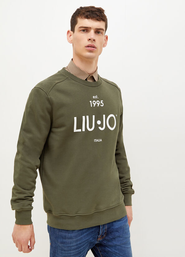 Liu Jo With Logo 1995 Men\'s Sweaters Green | UBJ-276389