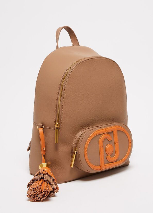 Liu Jo With Logo And Charm Women's Backpacks Brown | BRY-817503