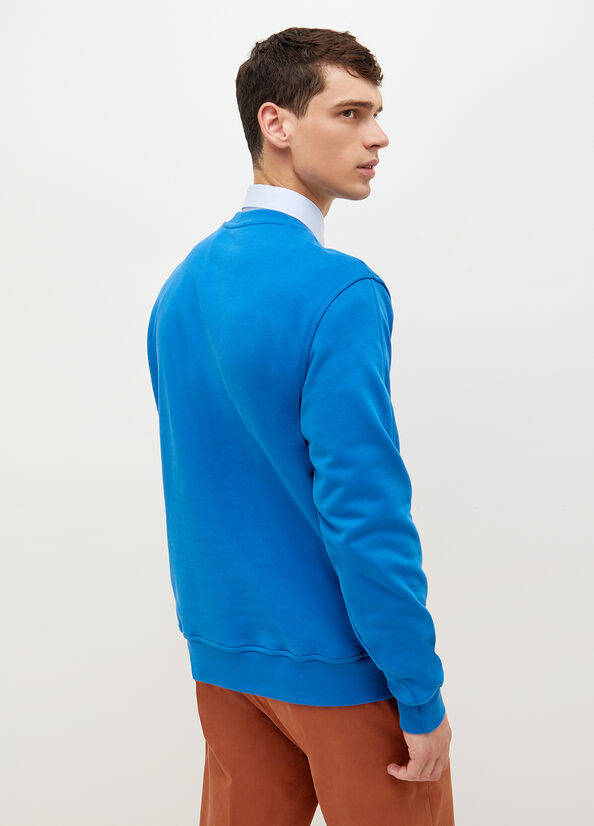 Liu Jo With Logo Men's Sweaters Royal Blue | HRL-769158