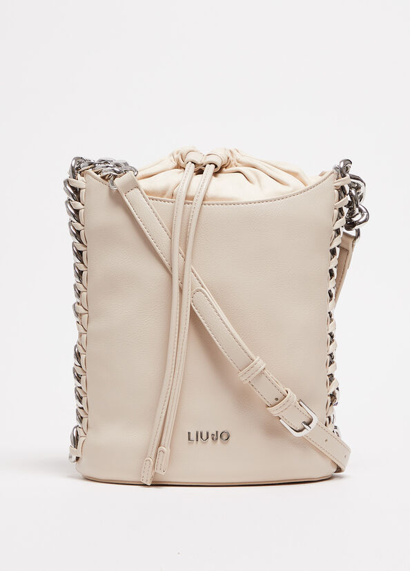 Liu Jo With Logo Women's Handbag Beige | TUK-743105