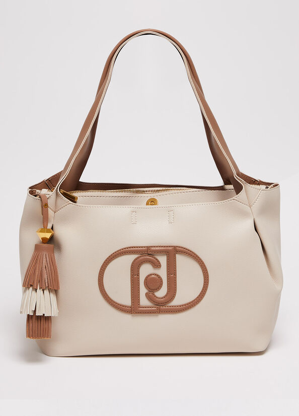 Liu Jo With Logo Women\'s Shoulder Bags Beige | FEG-830741