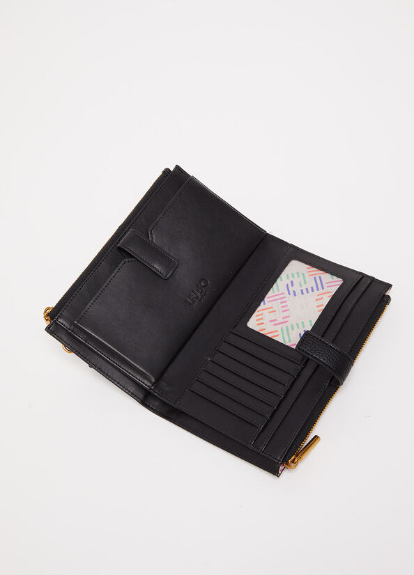 Liu Jo With Logo Women's Wallets Black | VFM-047691