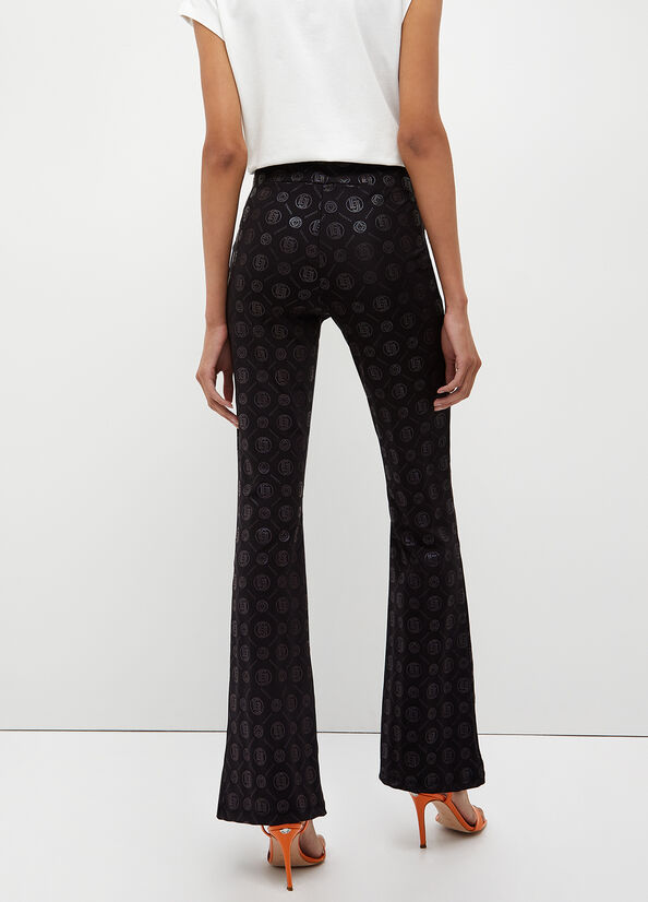 Liu Jo With Monogram Print Women's Pants Black | QTV-216345