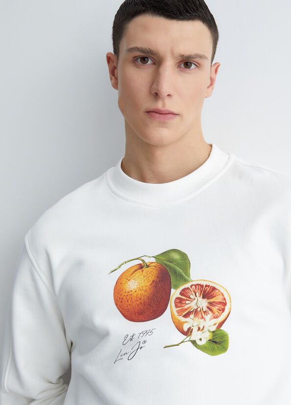 Liu Jo With Orange Print Men's Sweaters White | DQX-870256