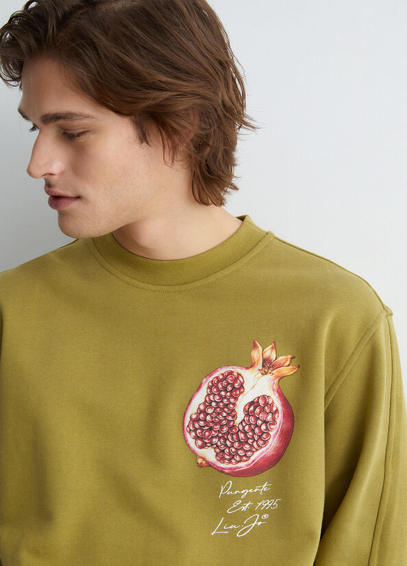 Liu Jo With Pomegranate Print Men's Sweaters Olive | BNO-947285