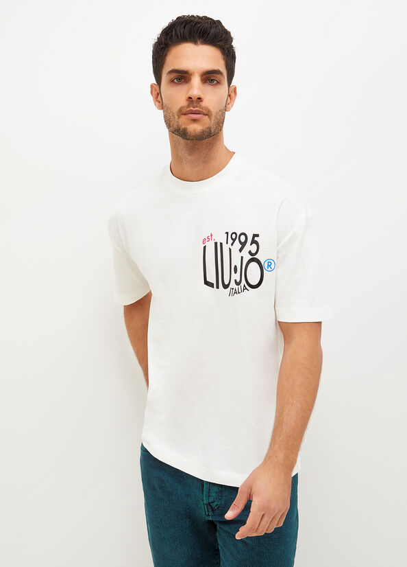 Liu Jo With Print Men\'s T Shirts White | ENV-136485