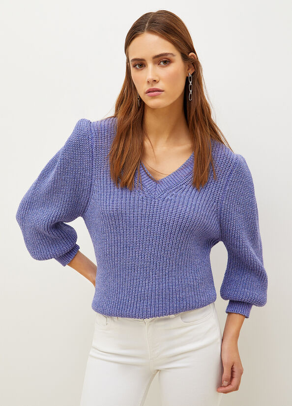 Liu Jo With Puff Sleeves Women\'s Sweaters Purple | SEX-120637