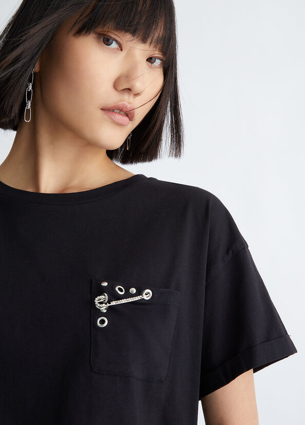 Liu Jo With Studs And Brooch Women's Tops Black | PKJ-317459