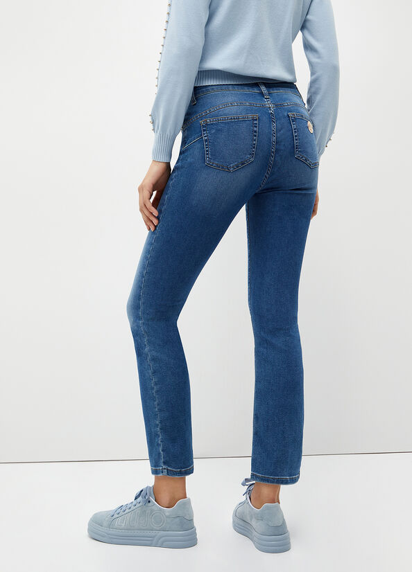 Liu Jo With Studs Women's Slim-Fit Jeans Blue | IGO-897061