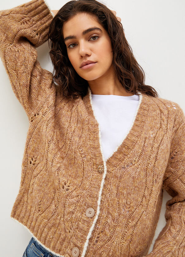 Liu Jo Wool And Alpaca Cardigan Women's Sweaters Brown | LIQ-048537