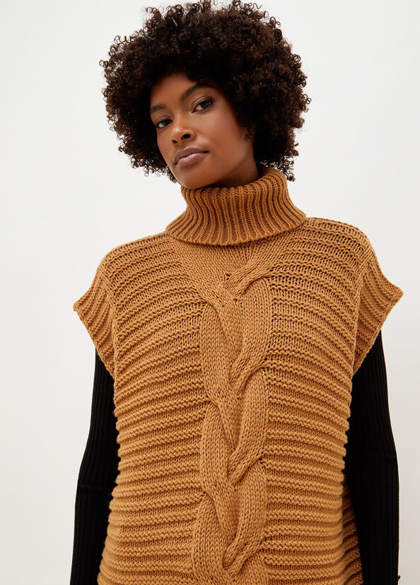 Liu Jo Wool Blend Turtleneck Cape Women's Sweaters Brown | WGC-246950