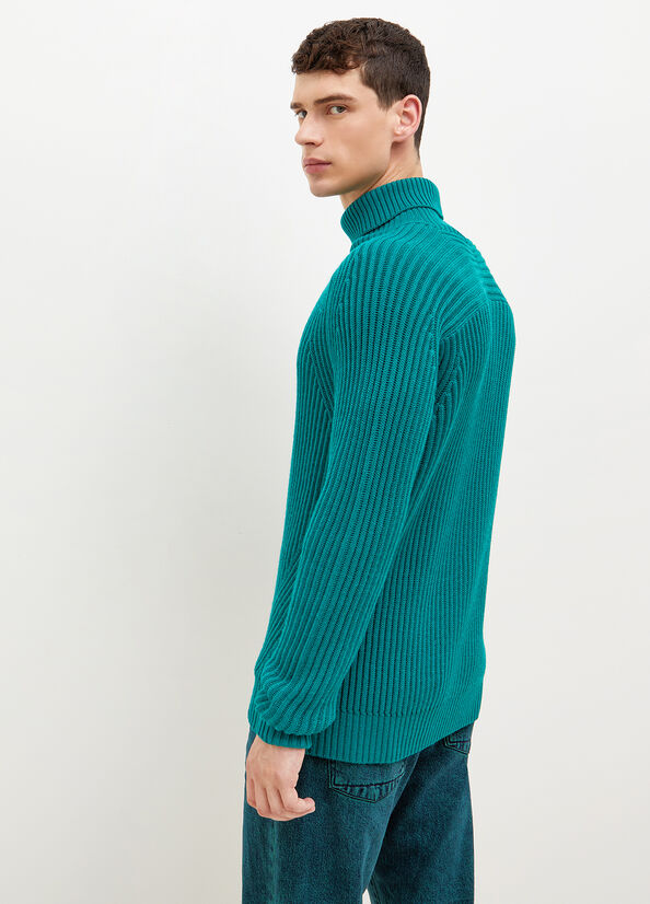 Liu Jo Woollen Turtleneck Men's Sweaters Green | OFE-024173