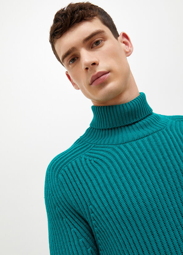 Liu Jo Woollen Turtleneck Men's Sweaters Green | OFE-024173