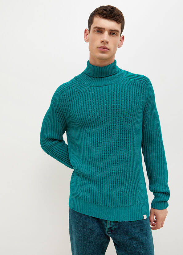 Liu Jo Woollen Turtleneck Men\'s Sweaters Green | OFE-024173