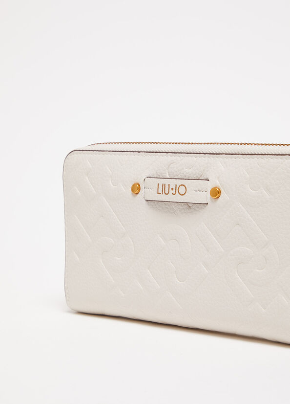 Liu Jo Zip Around With Logo Women's Wallets Beige | GJC-360415