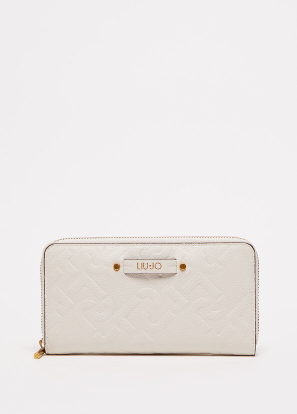 Liu Jo Zip Around With Logo Women\'s Wallets Beige | GJC-360415