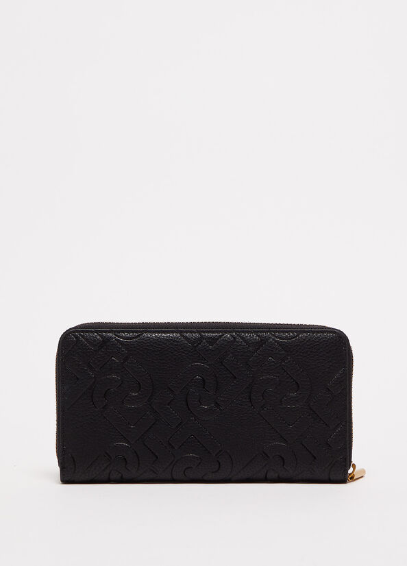 Liu Jo Zip Around With Logo Women's Wallets Black | UEP-120369