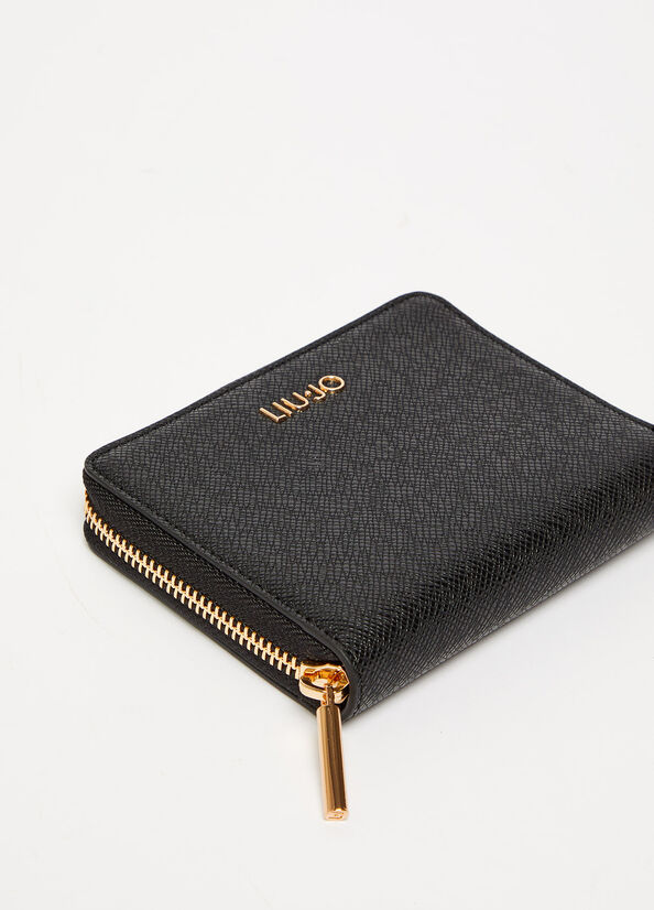 Liu Jo Zip Around Women's Wallets Black | POV-796245