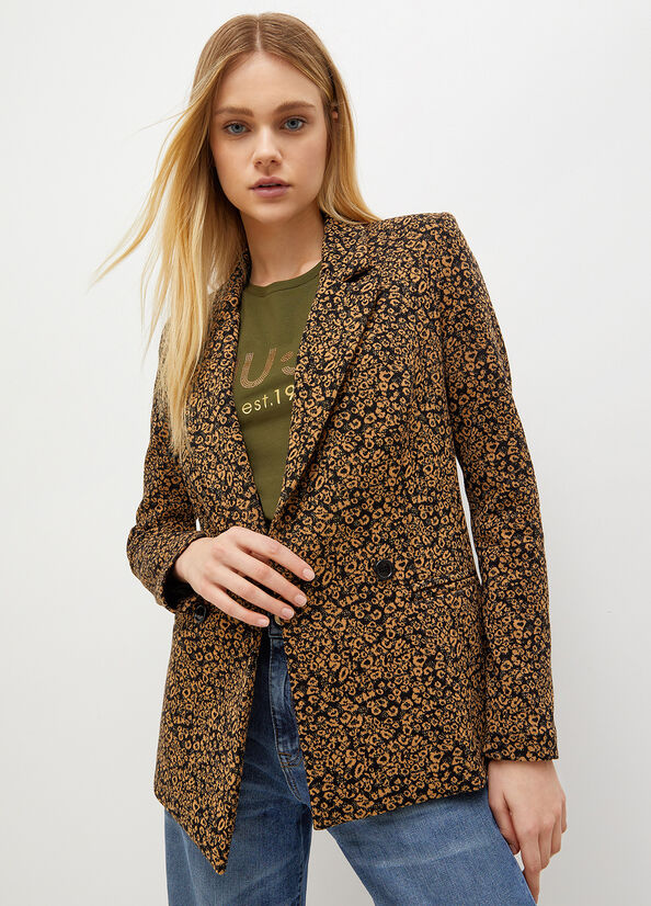 Liu Jo Animal-Print Jersey Blazer Women's Jackets Copper | FTY-530964