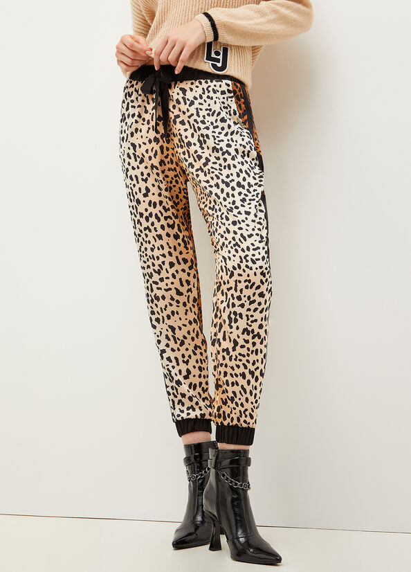 Liu Jo Animal-Print Jogging Women's Pants Brown | HVB-287496