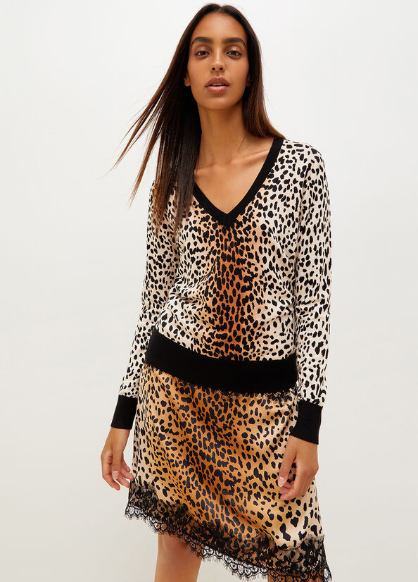 Liu Jo Animal Print Women's Sweaters Black | FNI-037126