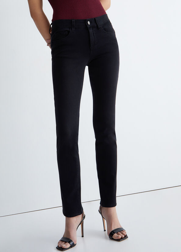 Liu Jo Bottom-Up Slim- Women's Slim-Fit Jeans Black | VTF-813756