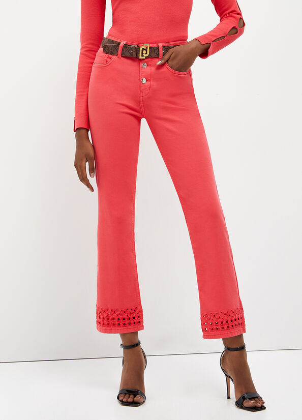 Liu Jo Bottom Up With Embroidery Women's Pants Red | XTS-210576