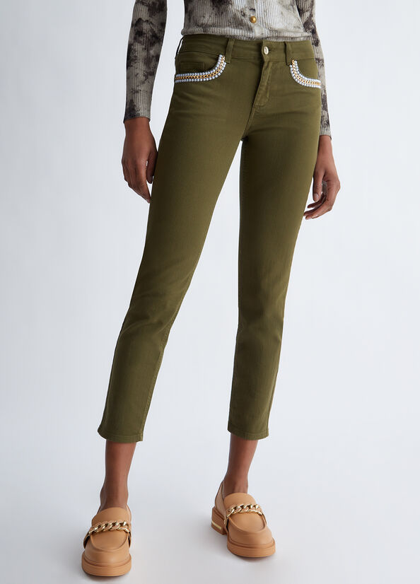 Liu Jo Bottom Up Women's Pants Olive | XKC-795410