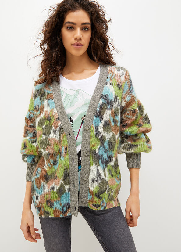 Liu Jo Camou Jacquard Cardigan Women's Sweaters Flower | CQA-043216